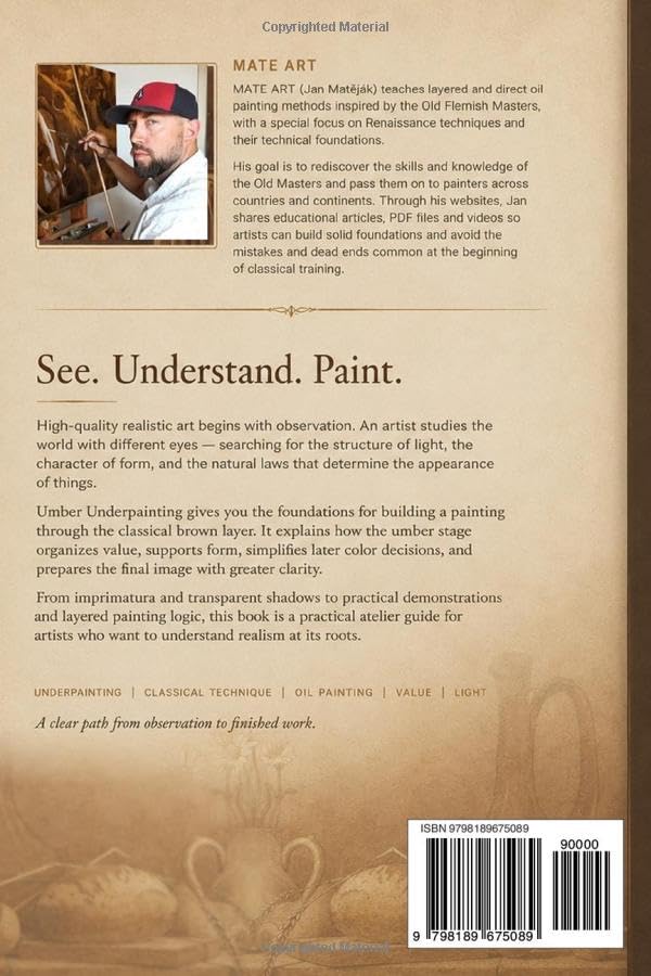 Back cover of Umber Underpainting by Jan Matejak with author bio and book summary