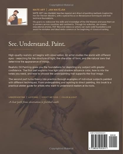 Realistic Oil Painting paperback back cover by Jan Matejak