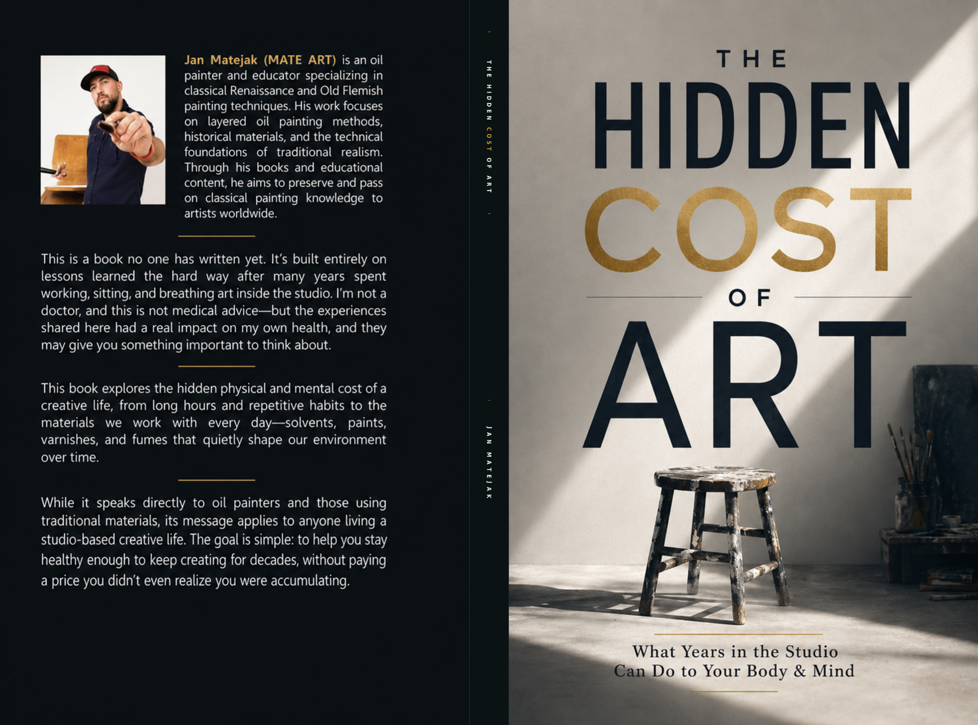 The Hidden Cost of Art paperback – complete back cover, spine and front cover